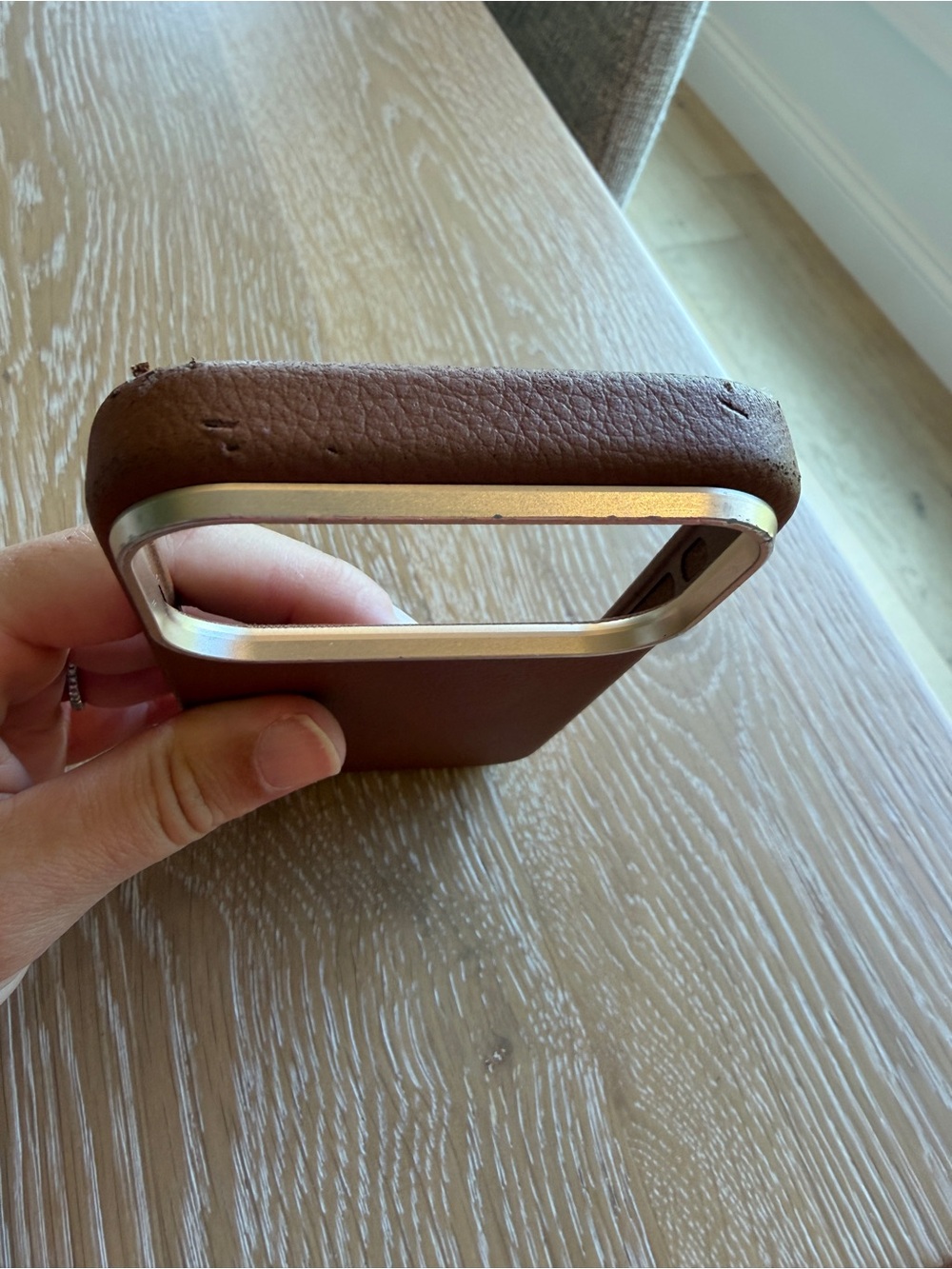 iPhone 17 Pro Otterbox Leather Brown Phone Case with Gold Trim - Picture 5 of 7